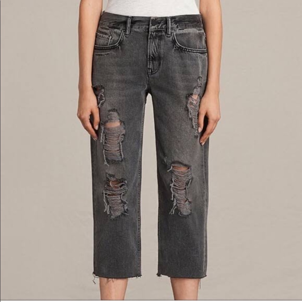 All Saints Ivy Crop Distressed Ankle Jeans